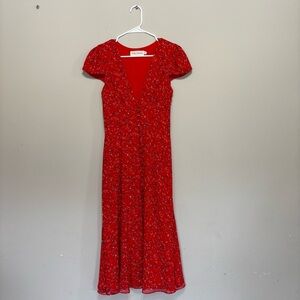 Fame and Partners Red Floral Midi Dress